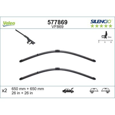 Silecek Süpürgesi Ön Muz Tip 650/650 mm - 26/26 inç Mercedes CL Coupe (BM 215)(08.1999->)  VALEO 577869