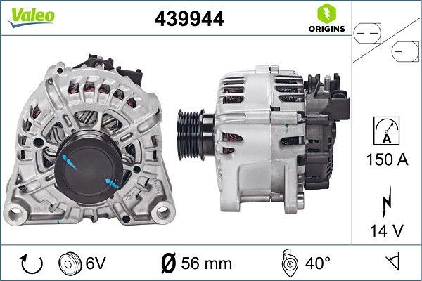 Alternatör  Ford C-MAX (CEU)(2015->)  VALEO 439944