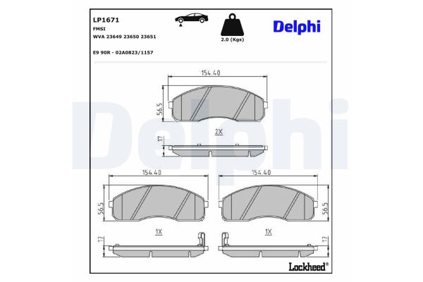 Fren Disk Balata Ön Kia Carnival II (FL)(2001->2006)  DELPHI LP1671