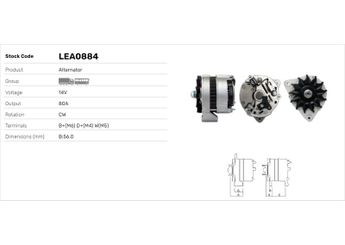 Alternatör  LUCAS ELEKTRIK LEA0884  57109021 116398 0116398 1171617 01171617 1172857 01172857 1177481 01177481 31100090025 311090025