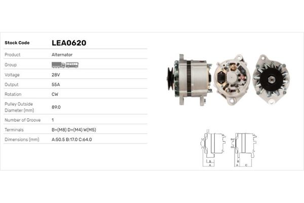 Alternatör  LUCAS ELEKTRIK LEA0620