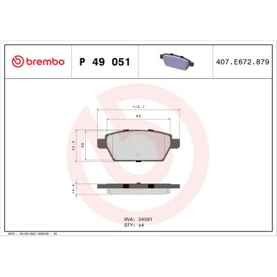Fren Disk Balata Arka BREMBO P 49 051