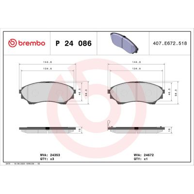 Fren Disk Balata Ön Ford Ranger (EQ)(07.2002->)  BREMBO P 24 086