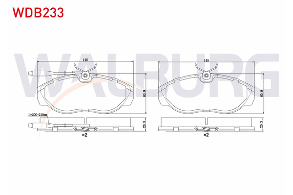 Fren Disk Balata Ön Peugeot Boxer (230) Kamyonet Aks:2850mm (->2002)  WALBURG WDB233