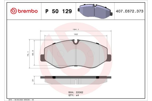 Fren Disk Balata Ön Mercedes V -Sınıfı (447)(03.2014->)  BREMBO P 50 129