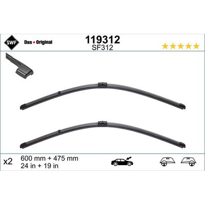 Silecek Süpürgesi Ön  600/475 mm - 24/19 inç SWF 119312