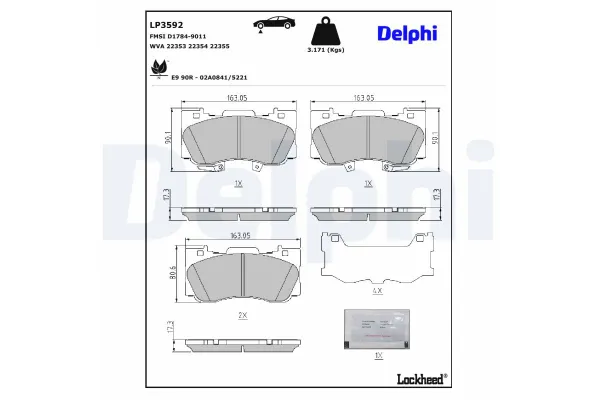Fren Disk Balata Ön Ford Mustang (CZG/S550)(2015->)  DELPHI LP3592
