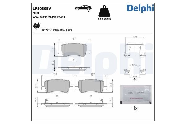 Fren Disk Balata Ön Tesla Model S (06.2012->)  DELPHI LP5039EV