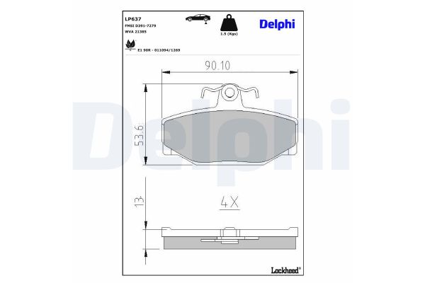 Fren Disk Balata Arka Volvo S90 Sedan (12.1996->)  DELPHI LP637