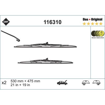 Silecek Süpürgesi Ön  530/475 mm - 21/19 inç SWF 116310