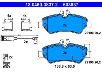 Fren Disk Balata Arka ATE 13.0460-3837.2  A0044206920 44206920 004 420 69 20 A 004 420 69 20 A0084205120 A 008 420 51 20 84205120 008 420 51 20 A9064230400 A 906 423 04 00 9064230400 906 423 04 00 A9064200100 A 906 420 01 00 9064200100 906 420 01 00