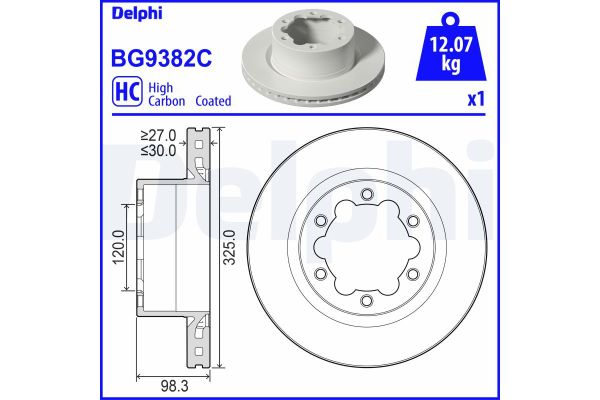 Fren Disk Ayna Arka Sağ ve Sol Volkswagen Crafter P.Van (SY/SX)(09.2016->)  DELPHI BG9382C