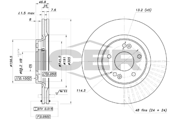 Fren Disk Ayna Ön Sağ ve Sol Hyundai Elantra (AD)(2016->)  MAHER 15080
