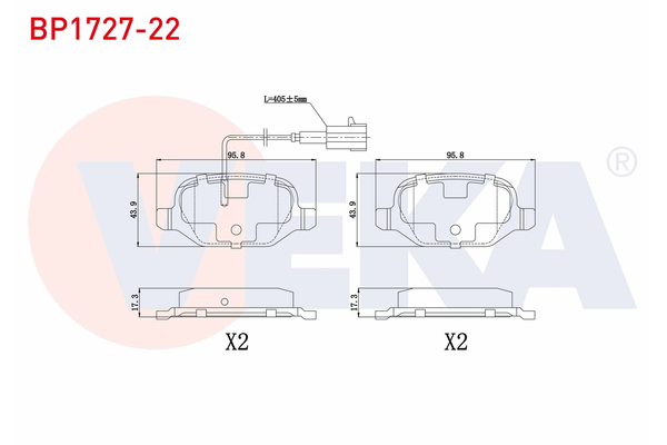 Fren Disk Balata Arka Alfa Romeo MiTo (145)(2008->)  VEKA BP1727-22