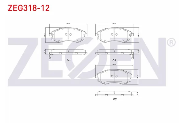 Fren Disk Balata Ön Hyundai Sonata (EF)(1999->)  ZEGEN ZEG318-12