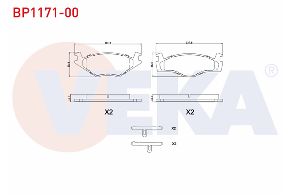 Fren Disk Balata Ön Volkswagen Santana (327)(08.1981->1984)  VEKA BP1171-00