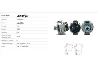 Alternatör  LUCAS ELEKTRIK LEA0926  LEA0926 111547002 0111547002 121541502 0121541502 121544602 0121544602 123520023 0123520023 124615015 0124615015 124615019 0124615019 124615033 0124615033 124615035 0124615035 131541302 0131541302 131543202 0131543202 121541702 A0111547002 A0121541702 A0121544602 A0131541302 A0131543202