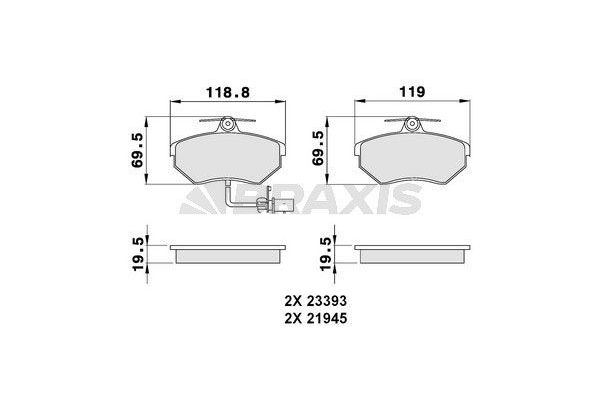 Fren Disk Balata Ön Audi A4 Avant (8E)(11.2004->)  BRAXIS AB0038