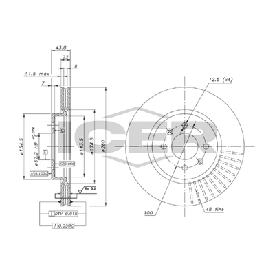 Fren Disk Ayna Ön Sağ ve Sol Kia Rio (UB)(2011->)  MAHER 15079