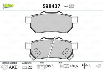 Fren Disk Balata Arka VALEO 598437  43022S04E02 43022S04E03 43022SH3G00 43022S04E00 43022-S04-E00 43022S04E01 43022-S04-E01 43022-S04-E02 43022-S04-E03 43022SAAE50 43022-SAA-E50 43022SAAE51 43022-SAA-E51 43022SR2000 43022-SR2-000 43022SR2010 43022-SR2-010 43022SR2020 43022-SR2-020 43022SR2030 43022-SR2-030 43022SR2040 43022-SR2-040 43022SR3G00 43022-SR3-G00 43022SR3G01 43022-SR3-G01 43022TARG00 43022-TAR-G00 43022TF0305 43022-TF0-305 43022TF0G00 43022-TF0-G00 43022TF0G01 43022-TF0-G01 43022TM0G00 43022-TM0-G00