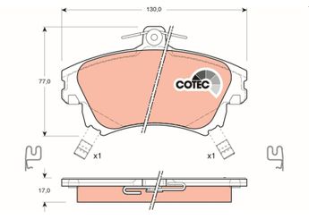 Fren Disk Balata Ön TRW GDB1313  GDB1313 4605A658 M850976 M 850976 MR527656 MR955351 MZ690339 X3511010 4544210010 4544210110 30623253 30623259 306232596 30630555 30630612 30769199 307691990 307691998 30850976 308509760 308509769 32373154