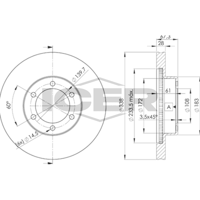 Fren Disk Ayna Ön Sağ ve Sol Toyota Land Cruiser (J12)(2003->)  MGA 50576