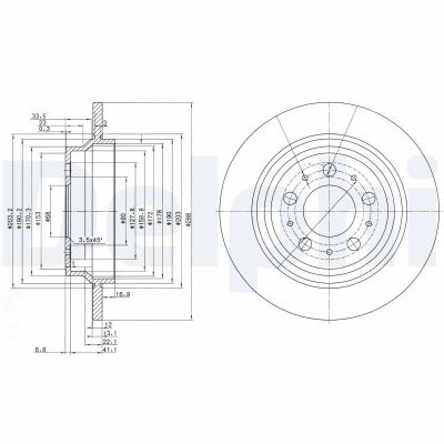 Fren Disk Ayna Arka Sağ ve Sol Volvo V70 S.Wagon [Combi] (01.2000->)  DELPHI BG3515
