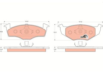 Fren Disk Balata Ön TRW GDB1306  1H0698151B 1H0615106E 1H0 615 106 E 1H0615105E 1H0 615 105 E 1H0 698 151 B JZW698151E JZW 698 151 E