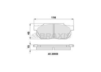 Fren Disk Balata Ön BRAXIS AA0349  45022SR3505 45022SB0670 45022SB0671 45022SB2672 45022SB2673 45022SH3G00 45022SH3G01 45022SH3G02 45022SH3G03 45022SH3G50 45022-SR3-505