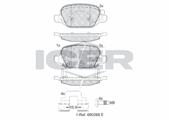 Fren Disk Balata Arka OTOZONE FDA2023-R  77366388 77366453 77367514 68088919AA 6 808 891 9AA 68088919AB 6 808 891 9AB 68206120AA 6 820 612 0AA 7 736 638 8 7 736 645 3 77366491 7 736 649 1 7 736 751 4 K68088919AB K6808-8919-AB