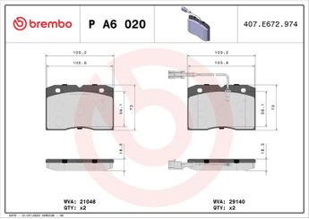Fren Disk Balata Ön BREMBO P A6 020  1906429