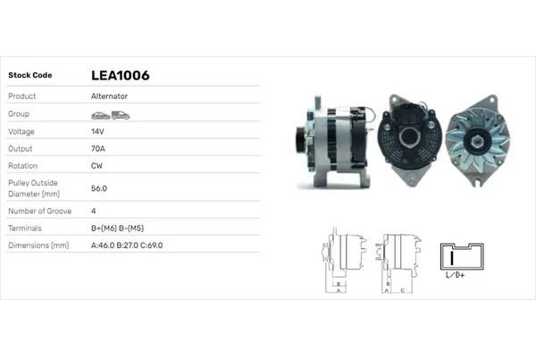 Alternatör  Peugeot J5 (290) Minibüs (1990->)  LUCAS ELEKTRIK LEA1006