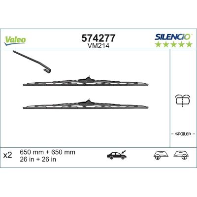 Silecek Süpürgesi Ön  650/650 mm - 26/26 inç Fiat Ulysse (179)(09.2002->)  VALEO 574277
