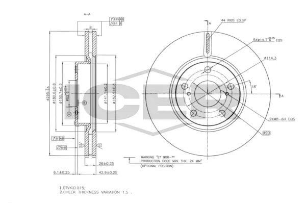 Fren Disk Ayna Ön Sağ ve Sol Toyota Avensis (T25)(2003->)  FRENBU 34392