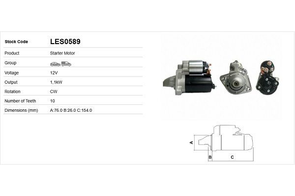 Marş Dinamosu  Ford Fiesta (DX)(2000->)  LUCAS ELEKTRIK LES0589