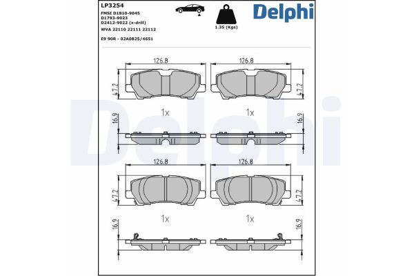 Fren Disk Balata Ön Ford Mustang (CZG/S550)(2015->)  DELPHI LP3254