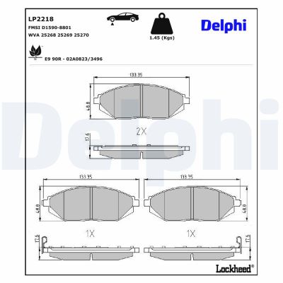 Fren Disk Balata Ön Chevrolet Spark (2009->)  DELPHI LP2218