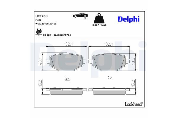 Fren Disk Balata Arka Mitsubishi ASX (VSX/VSE)(2023->)  DELPHI LP3708