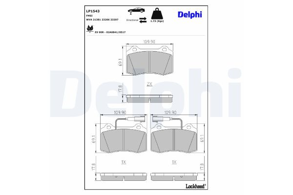 Fren Disk Balata Ön Fiat Coupe (175)(1994->)  DELPHI LP1543