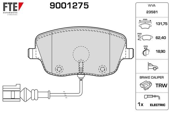 Fren Disk Balata Ön Volkswagen Polo IV (9N3)(04.2005->2009)  FTE 9001275