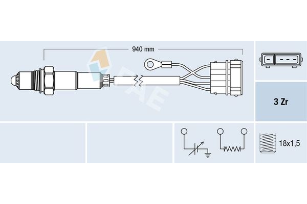 Oksijen (Lambda) Sensörü  Volkswagen Polo II 2F (801/803)(10.1990->1994)  FAE 77112