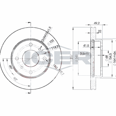 Fren Disk Ayna Ön Sağ ve Sol Nissan Almera (N16/E)(01.2000->)  MGA 50342