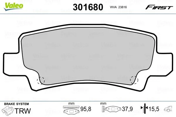 Fren Disk Balata Arka Toyota Corolla Combi SW (E12)(2002->)  VALEO 301680