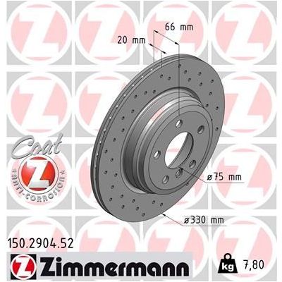 Fren Disk Ayna Arka Sağ ve Sol BMW 3 Serisi Touring (F31)(2012->)  ZIMMERMANN 150.2904.52