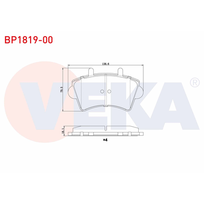 Fren Disk Balata Ön Renault Master III Kamyonet / Şasi - Çift Kabin (06.2010->)  VEKA BP1819-00