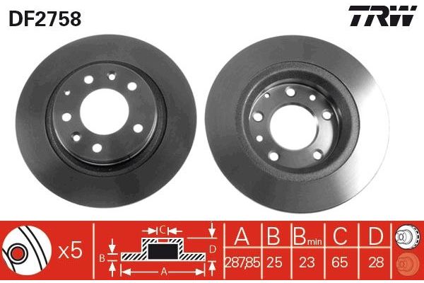 Fren Disk Ayna Ön Sağ ve Sol Volkswagen Golf III Variant (1H5)(08.1993->1999)  TRW DF2758