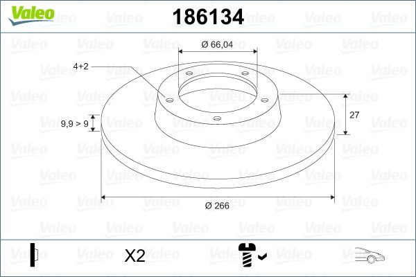 Fren Disk Ayna Ön Sağ ve Sol Peugeot 305 Break (08.1979->)  VALEO 186134