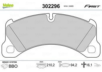 Fren Disk Balata Ön VALEO 302296  7P0698151C 95535193970 955 351 939 70 95835193921 958 351 939 21 95835193930 958 351 939 30 95835193970 958 351 939 70 7P0698151B 7P0698151D