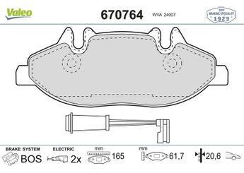 Fren Disk Balata Ön VALEO 670764  A0004216110 4216110 0004216110 14210910 0014210910 34207820 0034207820 34207910 0034207910 64204320 0064204320 6394200100 A0014210910 A0064204320 A6394200100