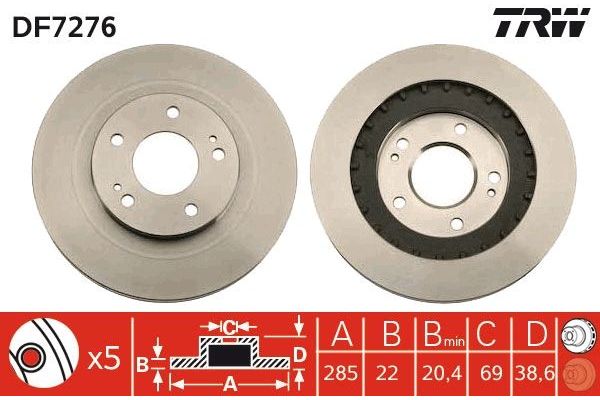 Fren Disk Ayna Ön Sağ ve Sol Mitsubishi Pajero Pinin (H60/H70)(1999->)  TRW DF7276